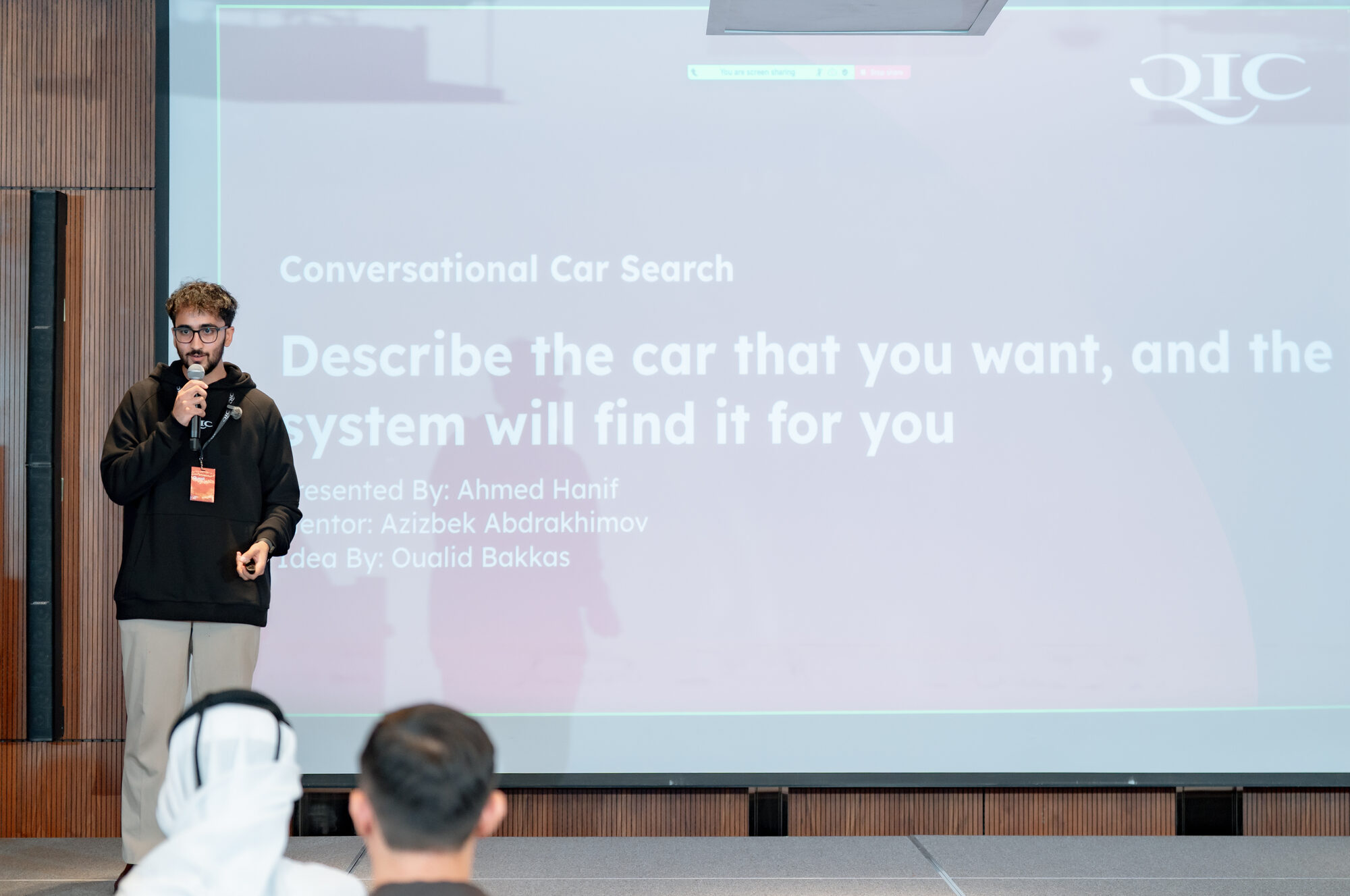 Presenting Conversational Car Search at QIC AI Demo Day, 13 August 2026.