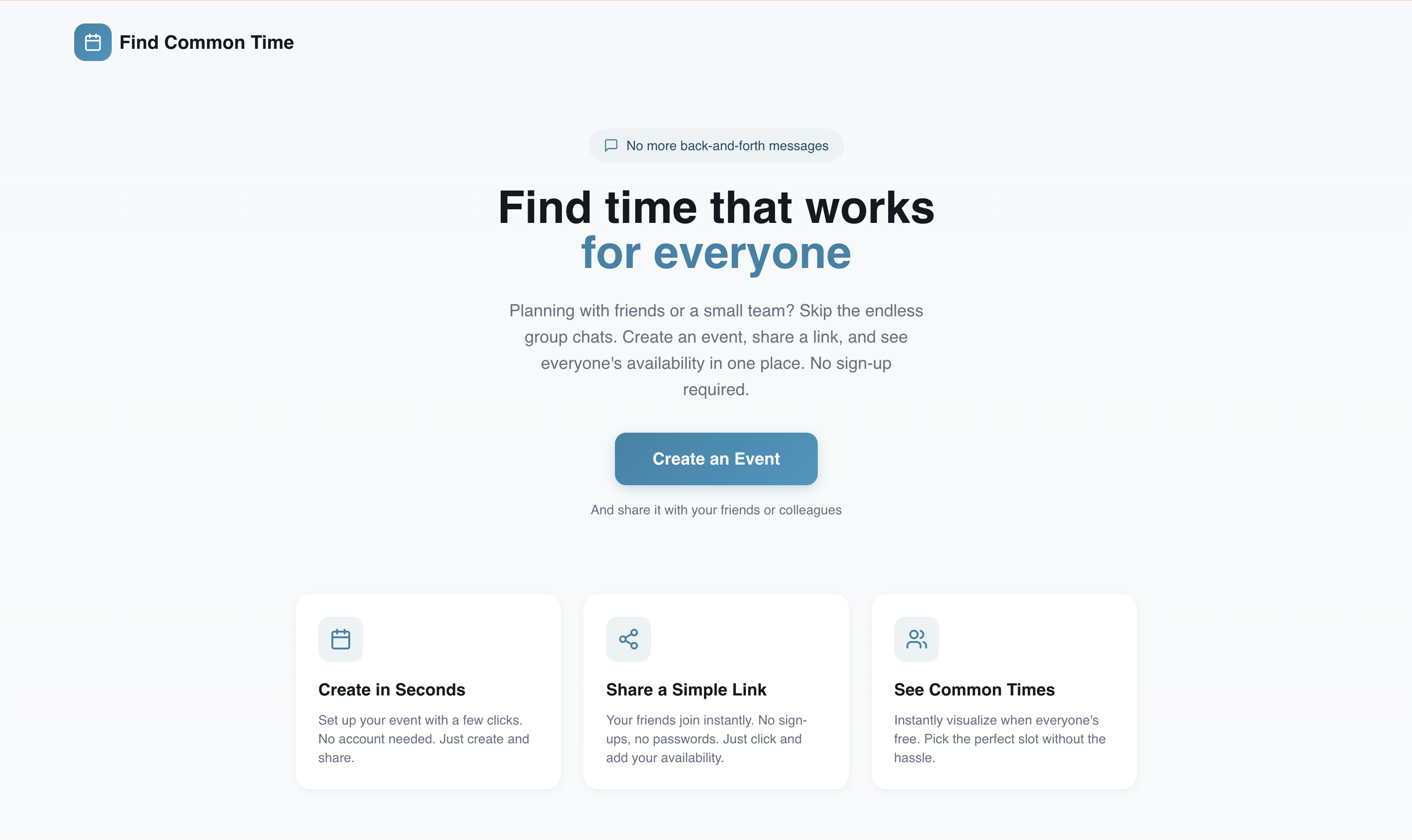 Find Common Time -- Friend Groups Meeting Scheduler.